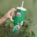 Personalized South Sydney Rabbitohs Rugby Tumbler With Handle Urban Street Graffiti Style - Distressed Splatter Elements