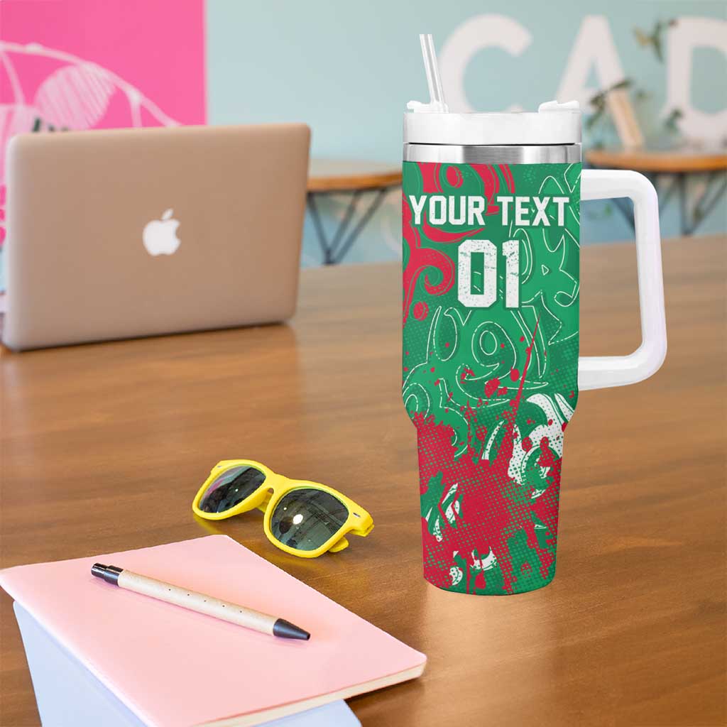 Personalized South Sydney Rabbitohs Rugby Tumbler With Handle Urban Street Graffiti Style - Distressed Splatter Elements