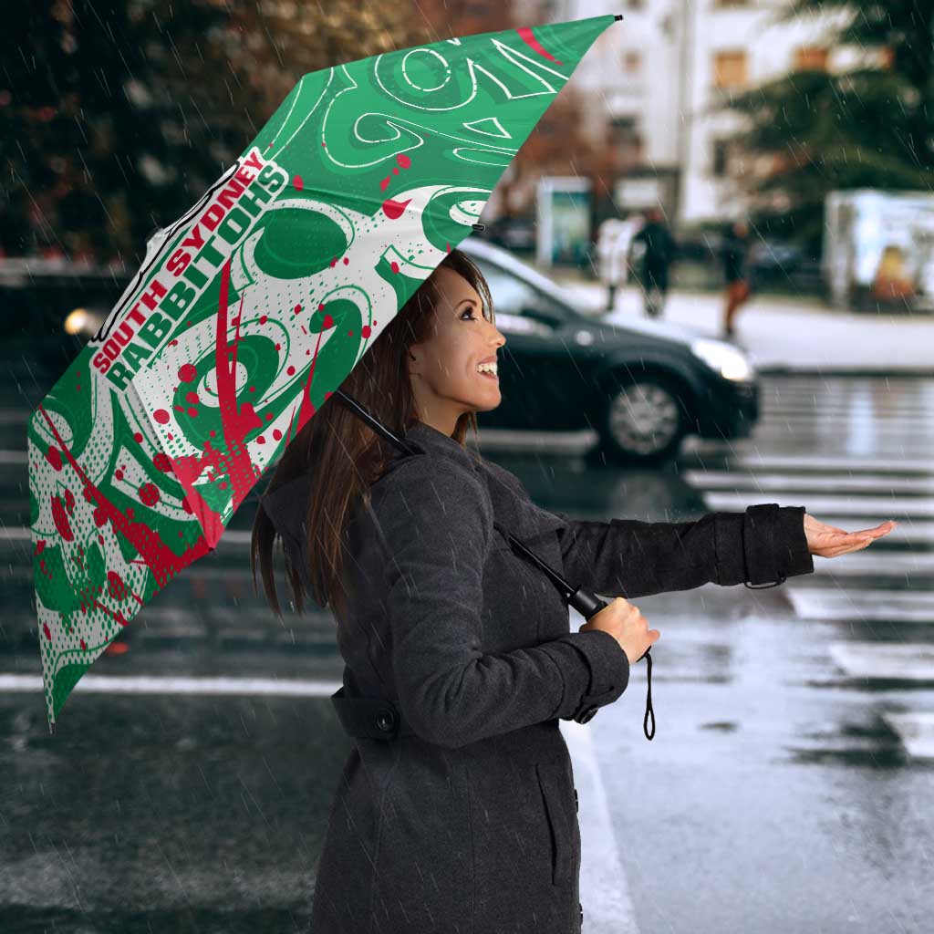 Personalized South Sydney Rabbitohs Rugby Umbrella Urban Street Graffiti Style - Distressed Splatter Elements