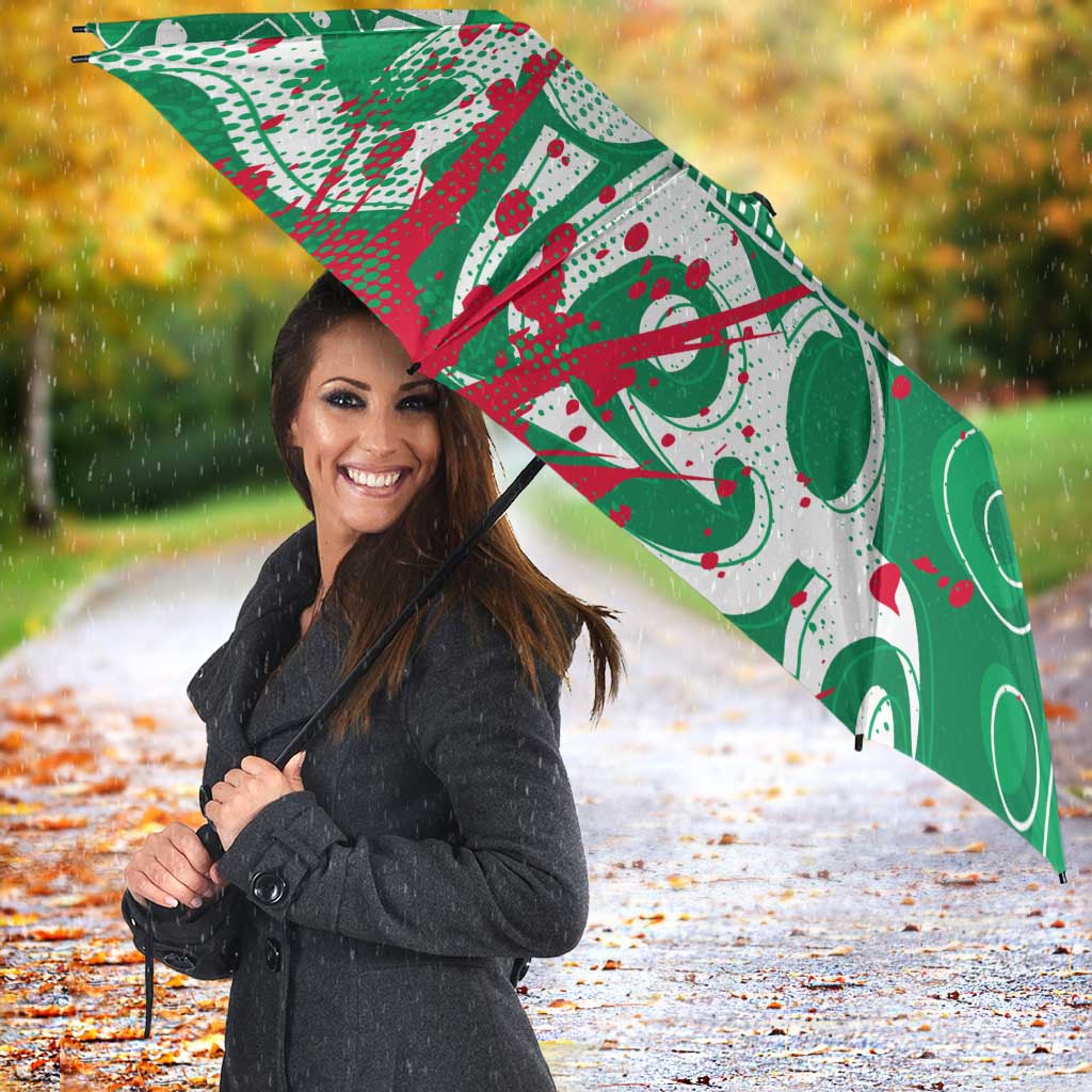 Personalized South Sydney Rabbitohs Rugby Umbrella Urban Street Graffiti Style - Distressed Splatter Elements