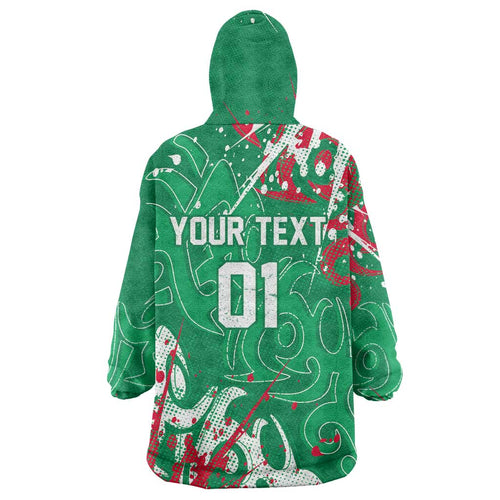 Personalized South Sydney Rabbitohs Rugby Wearable Blanket Hoodie Urban Street Graffiti Style - Distressed Splatter Elements