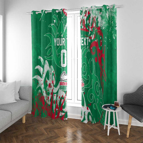 Personalized South Sydney Rabbitohs Rugby Window Curtain Urban Street Graffiti Style - Distressed Splatter Elements
