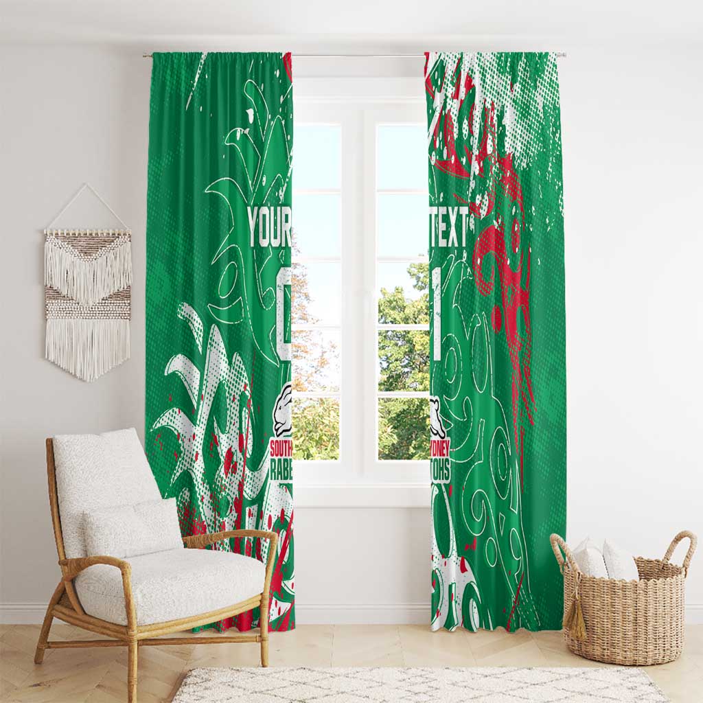 Personalized South Sydney Rabbitohs Rugby Window Curtain Urban Street Graffiti Style - Distressed Splatter Elements