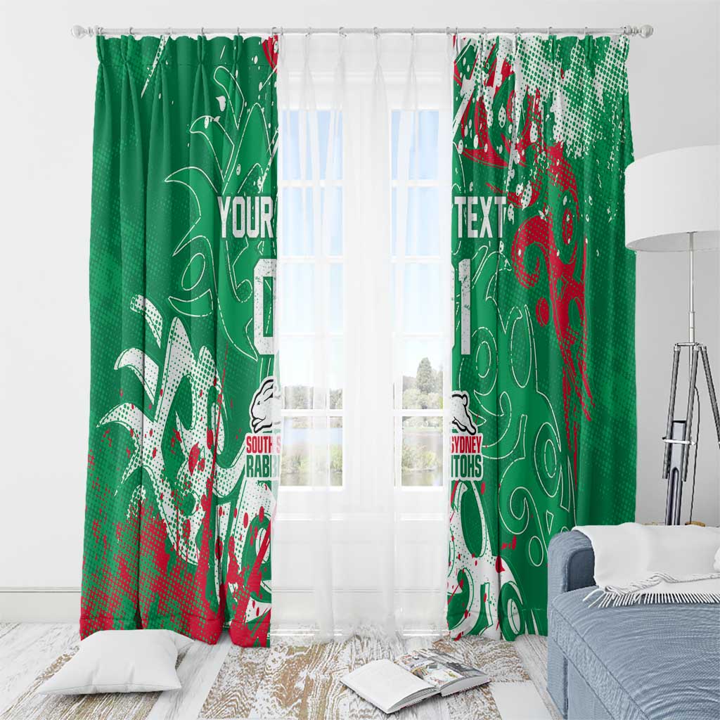 Personalized South Sydney Rabbitohs Rugby Window Curtain Urban Street Graffiti Style - Distressed Splatter Elements