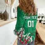 Personalized South Sydney Rabbitohs Rugby Women Casual Shirt Urban Street Graffiti Style - Distressed Splatter Elements