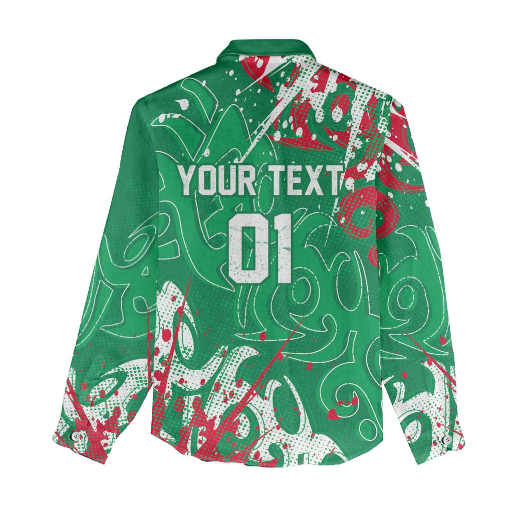 Personalized South Sydney Rabbitohs Rugby Women Casual Shirt Urban Street Graffiti Style - Distressed Splatter Elements