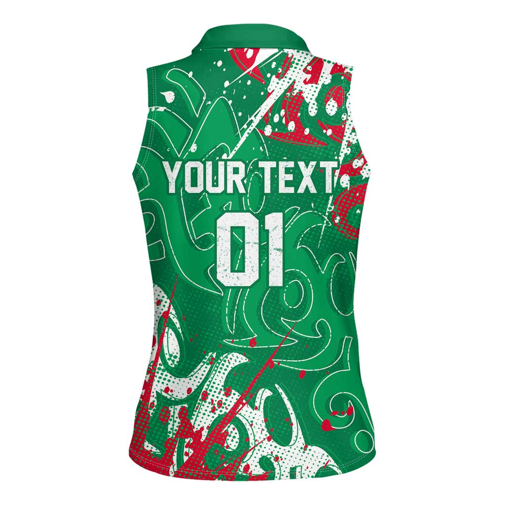 Personalized South Sydney Rabbitohs Rugby Women Sleeveless Polo Shirt Urban Street Graffiti Style - Distressed Splatter Elements