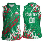 Personalized South Sydney Rabbitohs Rugby Women Sleeveless Polo Shirt Urban Street Graffiti Style - Distressed Splatter Elements