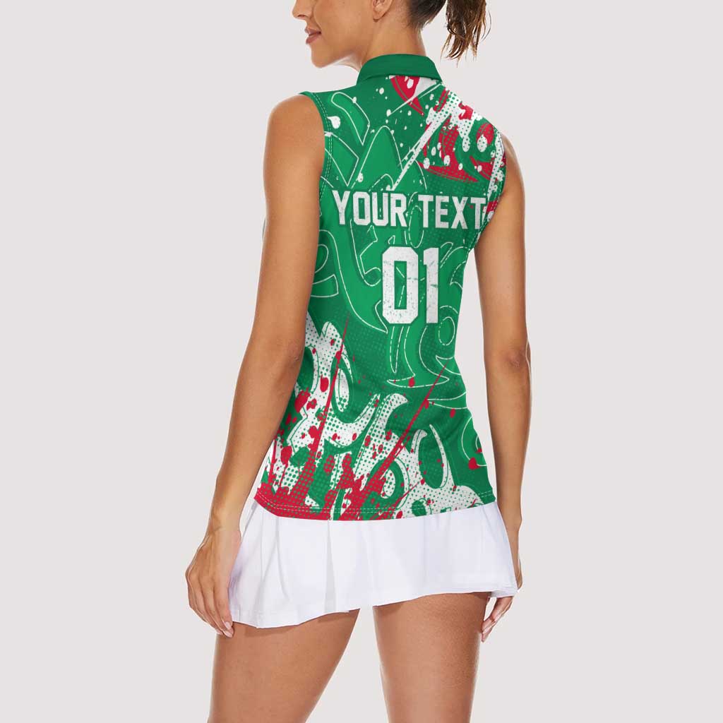 Personalized South Sydney Rabbitohs Rugby Women Sleeveless Polo Shirt Urban Street Graffiti Style - Distressed Splatter Elements
