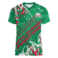 Personalized South Sydney Rabbitohs Rugby Women V-Neck T-Shirt Urban Street Graffiti Style - Distressed Splatter Elements