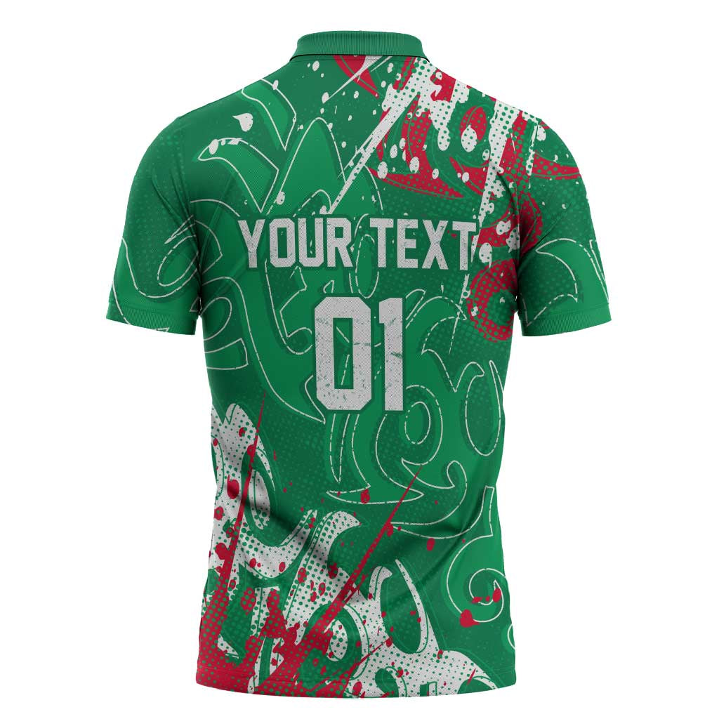 Personalized South Sydney Rabbitohs Rugby Zipper Polo Shirt Urban Street Graffiti Style - Distressed Splatter Elements