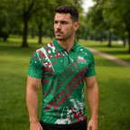 Personalized South Sydney Rabbitohs Rugby Zipper Polo Shirt Urban Street Graffiti Style - Distressed Splatter Elements