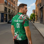 Personalized South Sydney Rabbitohs Rugby Zipper Polo Shirt Urban Street Graffiti Style - Distressed Splatter Elements