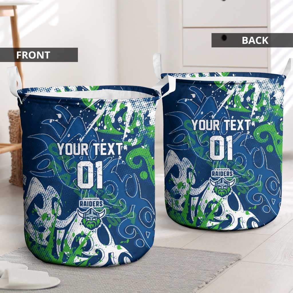 Personalized Canberra Raiders Rugby Laundry Basket Urban Street Graffiti Style - Distressed Splatter Elements