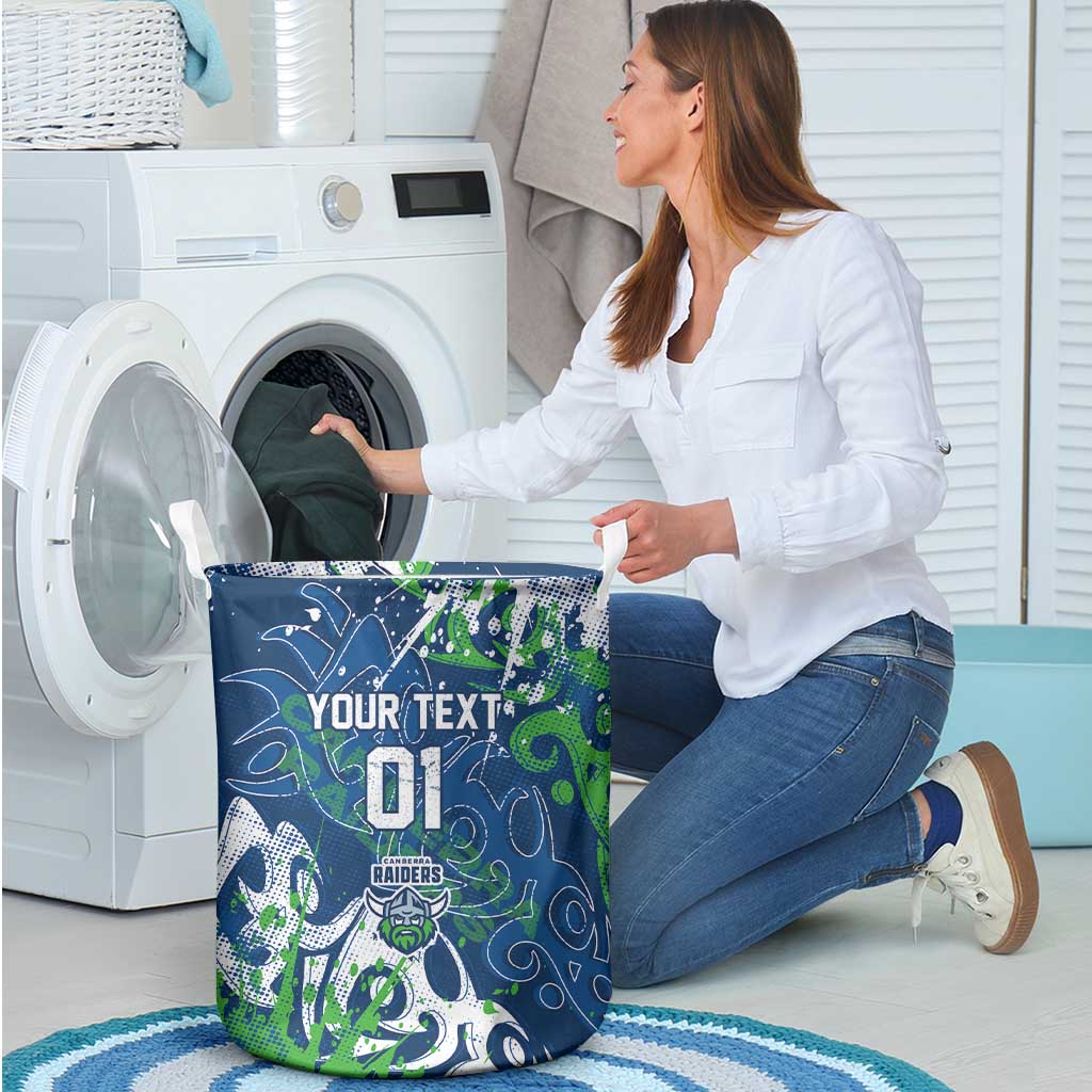 Personalized Canberra Raiders Rugby Laundry Basket Urban Street Graffiti Style - Distressed Splatter Elements