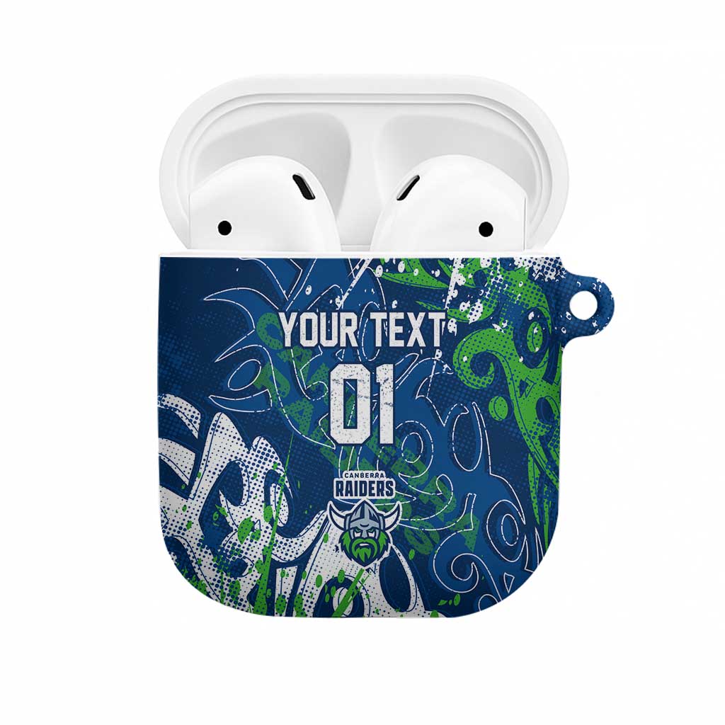 Personalized Canberra Raiders Rugby AirPods Case Urban Street Graffiti Style - Distressed Splatter Elements