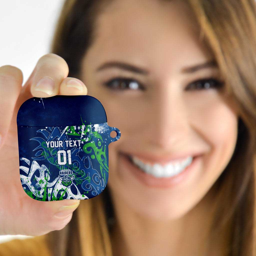 Personalized Canberra Raiders Rugby AirPods Case Urban Street Graffiti Style - Distressed Splatter Elements