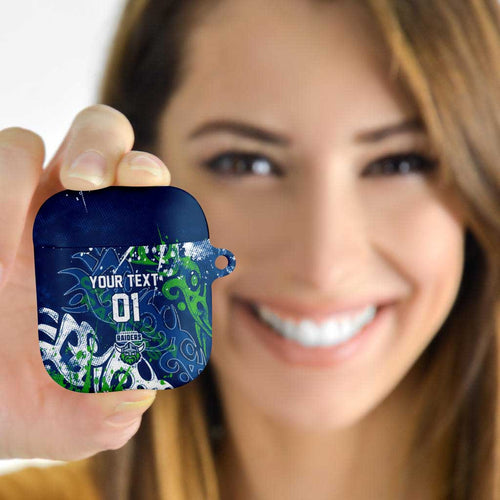 Personalized Canberra Raiders Rugby AirPods Case Urban Street Graffiti Style - Distressed Splatter Elements