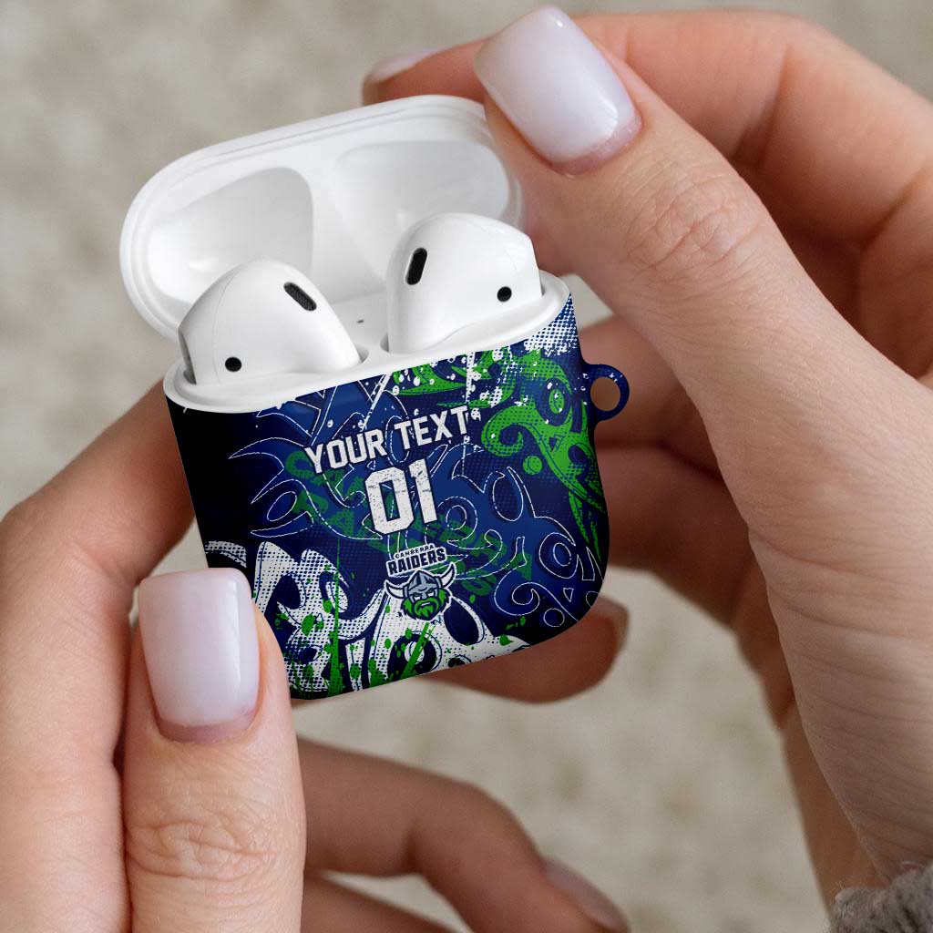 Personalized Canberra Raiders Rugby AirPods Case Urban Street Graffiti Style - Distressed Splatter Elements