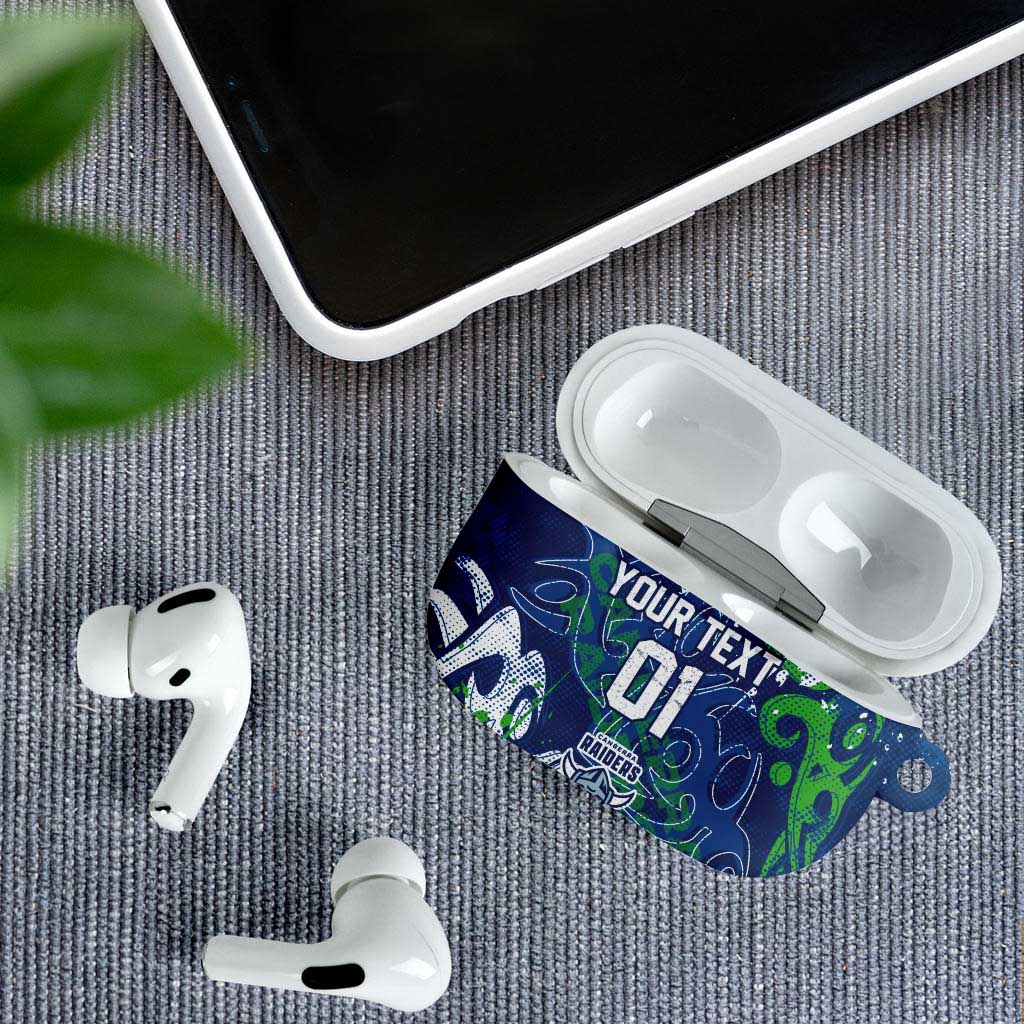 Personalized Canberra Raiders Rugby AirPods Case Urban Street Graffiti Style - Distressed Splatter Elements