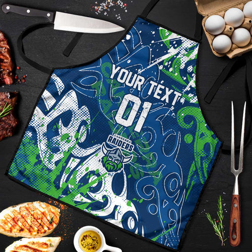 Personalized Canberra Raiders Rugby Apron Urban Street Graffiti Style - Distressed Splatter Elements