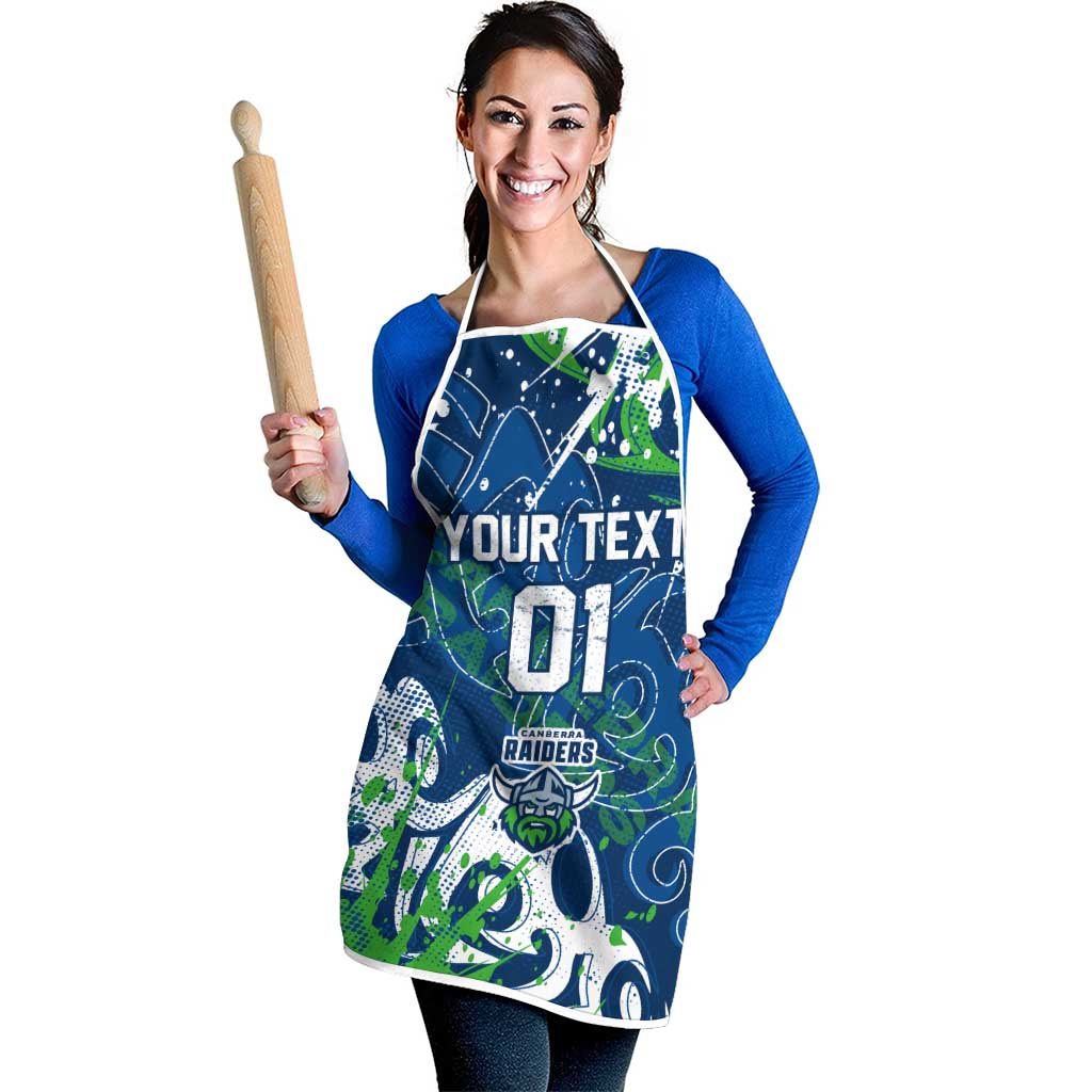 Personalized Canberra Raiders Rugby Apron Urban Street Graffiti Style - Distressed Splatter Elements