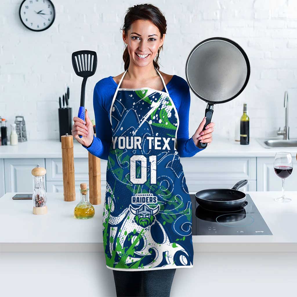 Personalized Canberra Raiders Rugby Apron Urban Street Graffiti Style - Distressed Splatter Elements