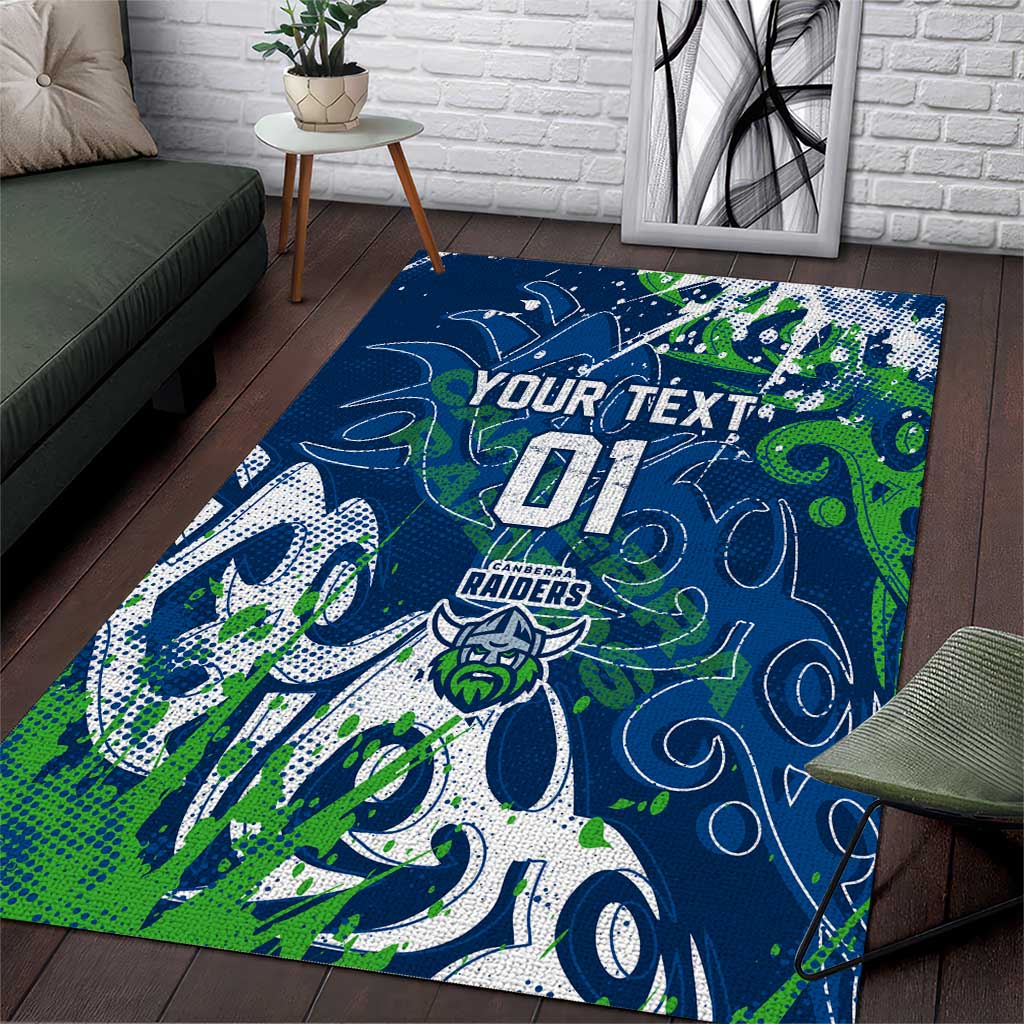 Personalized Canberra Raiders Rugby Area Rug Urban Street Graffiti Style - Distressed Splatter Elements