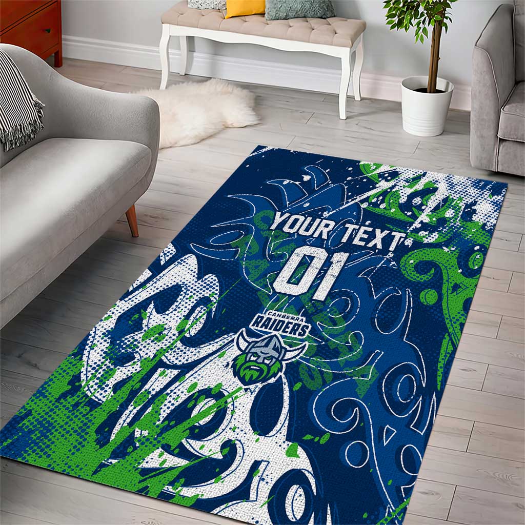 Personalized Canberra Raiders Rugby Area Rug Urban Street Graffiti Style - Distressed Splatter Elements