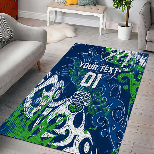 Personalized Canberra Raiders Rugby Area Rug Urban Street Graffiti Style - Distressed Splatter Elements