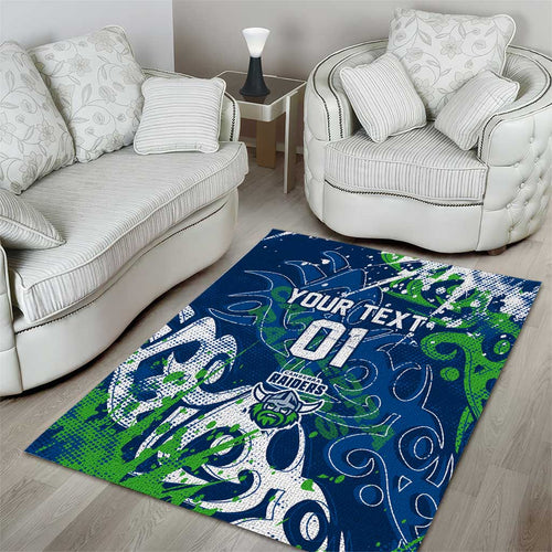 Personalized Canberra Raiders Rugby Area Rug Urban Street Graffiti Style - Distressed Splatter Elements