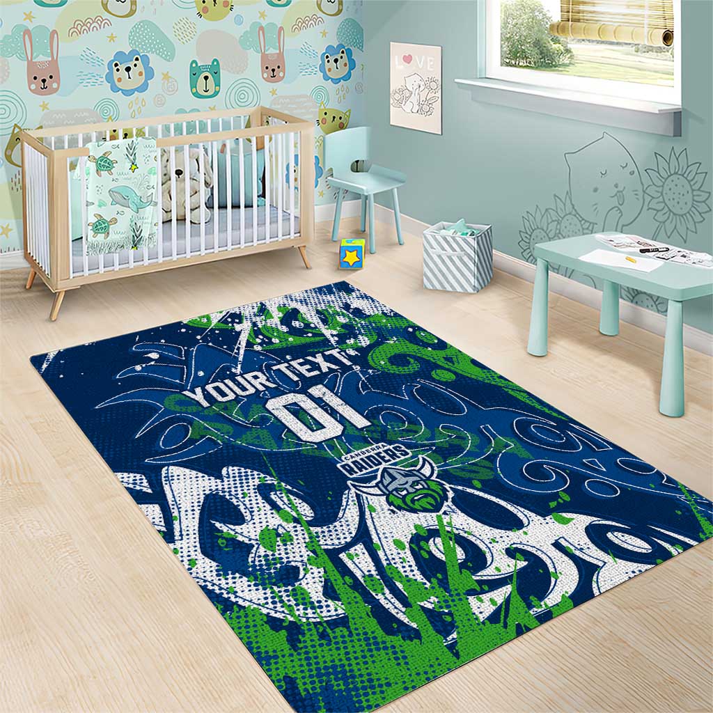 Personalized Canberra Raiders Rugby Area Rug Urban Street Graffiti Style - Distressed Splatter Elements