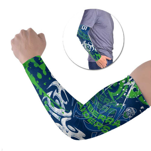 Personalized Canberra Raiders Rugby Arm Sleeves Urban Street Graffiti Style - Distressed Splatter Elements