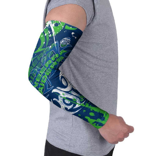 Personalized Canberra Raiders Rugby Arm Sleeves Urban Street Graffiti Style - Distressed Splatter Elements