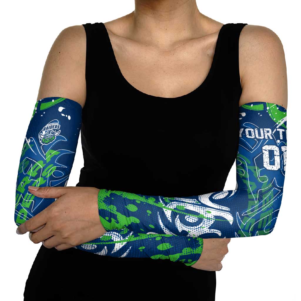 Personalized Canberra Raiders Rugby Arm Sleeves Urban Street Graffiti Style - Distressed Splatter Elements
