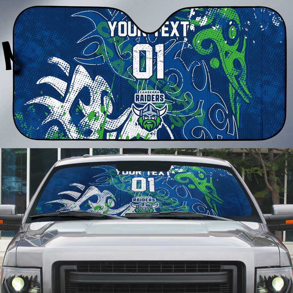 Personalized Canberra Raiders Rugby Auto Sun Shade Urban Street Graffiti Style - Distressed Splatter Elements