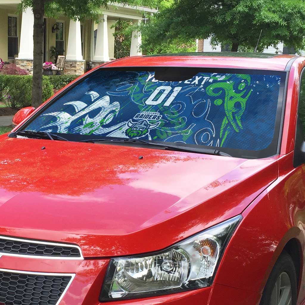 Personalized Canberra Raiders Rugby Auto Sun Shade Urban Street Graffiti Style - Distressed Splatter Elements
