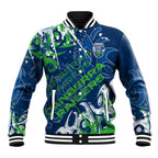 Personalized Canberra Raiders Rugby Baseball Jacket Urban Street Graffiti Style - Distressed Splatter Elements
