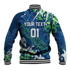 Personalized Canberra Raiders Rugby Baseball Jacket Urban Street Graffiti Style - Distressed Splatter Elements