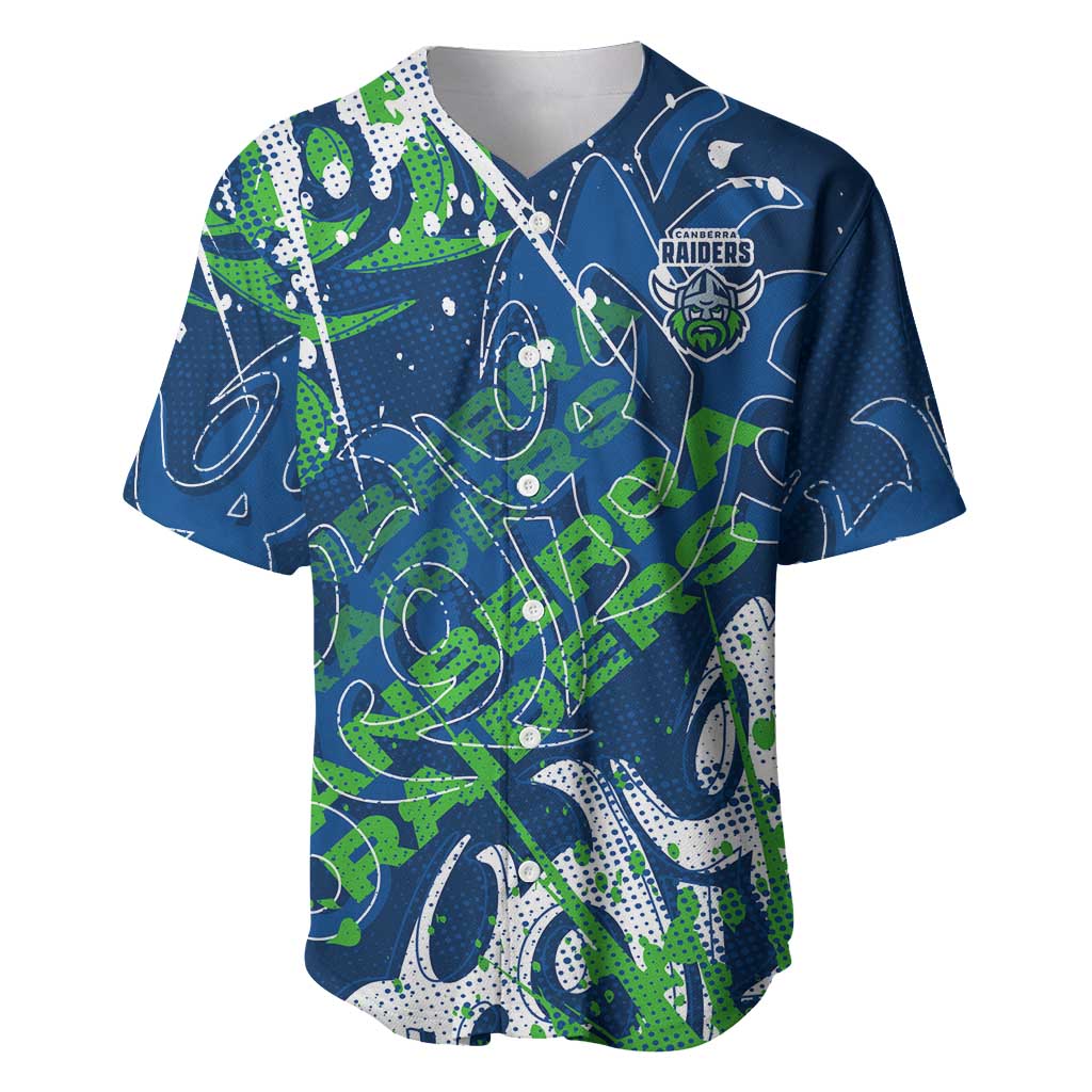 Personalized Canberra Raiders Rugby Baseball Jersey Urban Street Graffiti Style - Distressed Splatter Elements