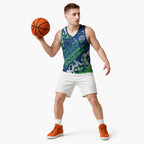 Personalized Canberra Raiders Rugby Basketball Jersey Urban Street Graffiti Style - Distressed Splatter Elements