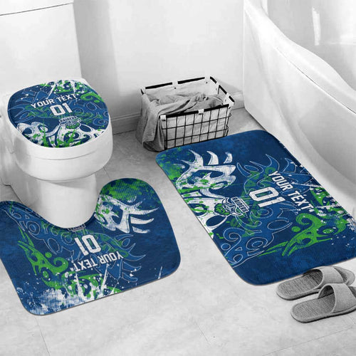 Personalized Canberra Raiders Rugby Bathroom Set Urban Street Graffiti Style - Distressed Splatter Elements