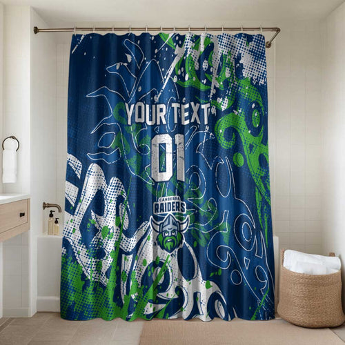 Personalized Canberra Raiders Rugby Bathroom Set Urban Street Graffiti Style - Distressed Splatter Elements