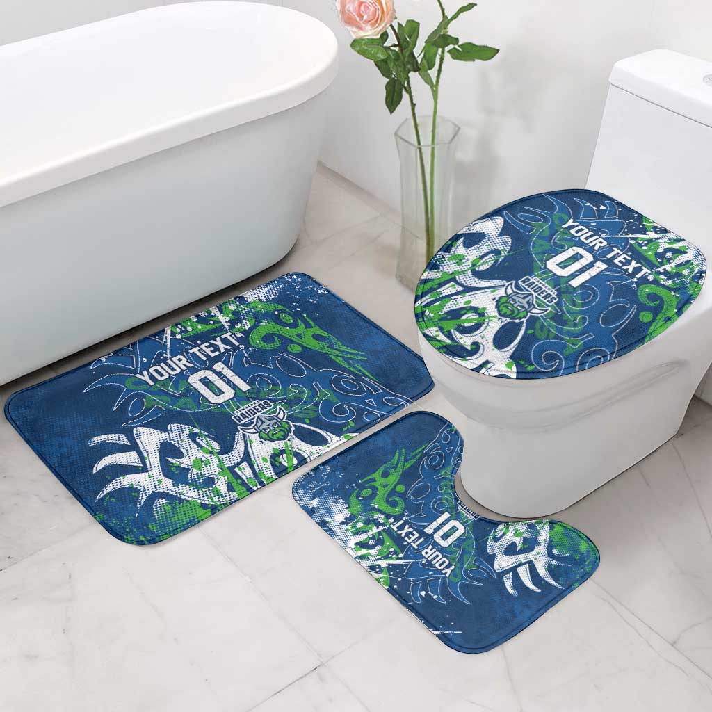 Personalized Canberra Raiders Rugby Bathroom Set Urban Street Graffiti Style - Distressed Splatter Elements