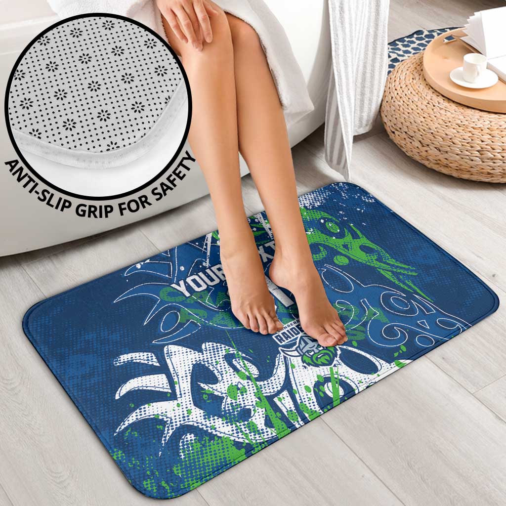 Personalized Canberra Raiders Rugby Bathroom Set Urban Street Graffiti Style - Distressed Splatter Elements