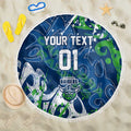 Personalized Canberra Raiders Rugby Beach Blanket Urban Street Graffiti Style - Distressed Splatter Elements