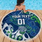 Personalized Canberra Raiders Rugby Beach Blanket Urban Street Graffiti Style - Distressed Splatter Elements