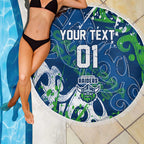 Personalized Canberra Raiders Rugby Beach Blanket Urban Street Graffiti Style - Distressed Splatter Elements