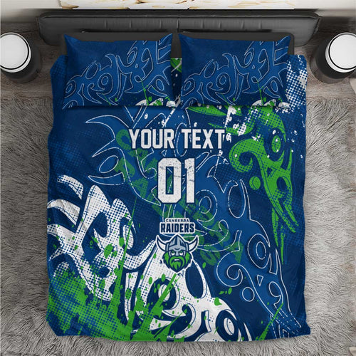 Personalized Canberra Raiders Rugby Bedding Set Urban Street Graffiti Style - Distressed Splatter Elements