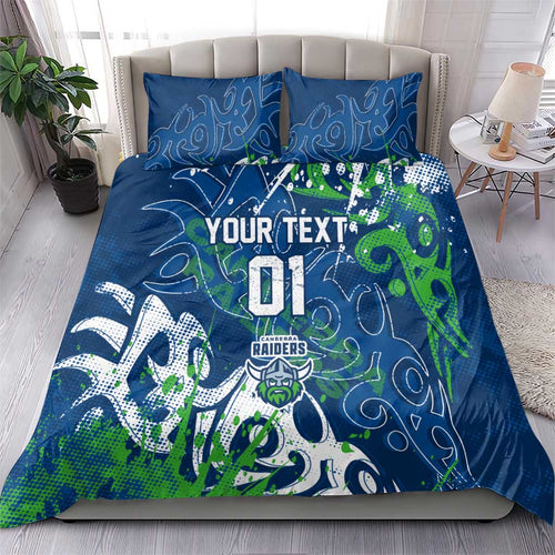 Personalized Canberra Raiders Rugby Bedding Set Urban Street Graffiti Style - Distressed Splatter Elements